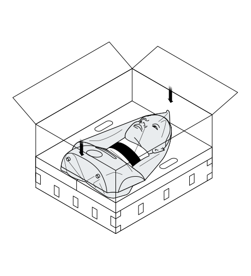 Lower the robot into the box