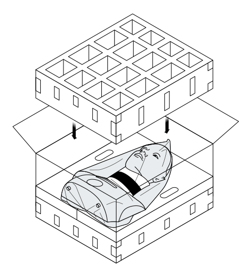Place the upper foam insert over the robot