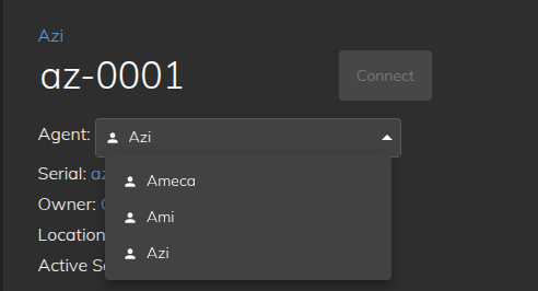 Agent assignment dropdown in Robot information panel